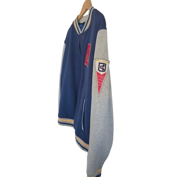 Vintage Disney Parks 1971 Letterman Jacket Unisex Large Blue Snap Button Pockets - Picture 6 of 12